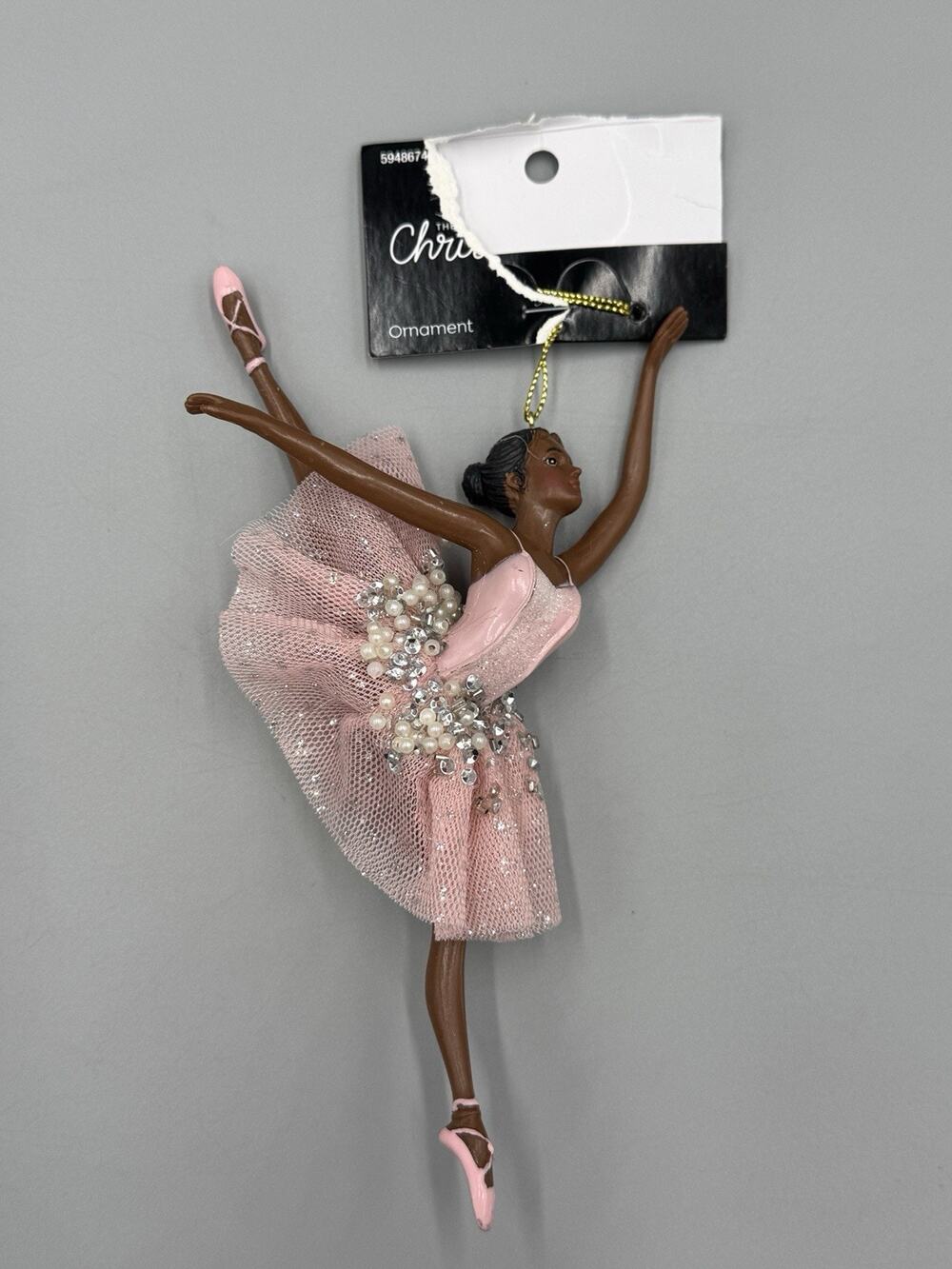 Christmas Shoppe Ornament African American Sugar Plum Ballerina Pink Tutu Ballet